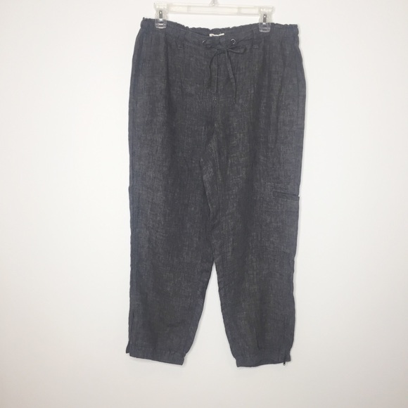 NWT Eileen Fisher gray linen ankle pants medium - Picture 2 of 6